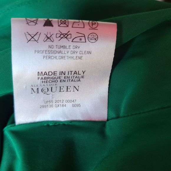 Alexander McQueen Green Peplum Ruched Stretch Dress Viscose Italy sz 48 (14 US) - Picture 7 of 16